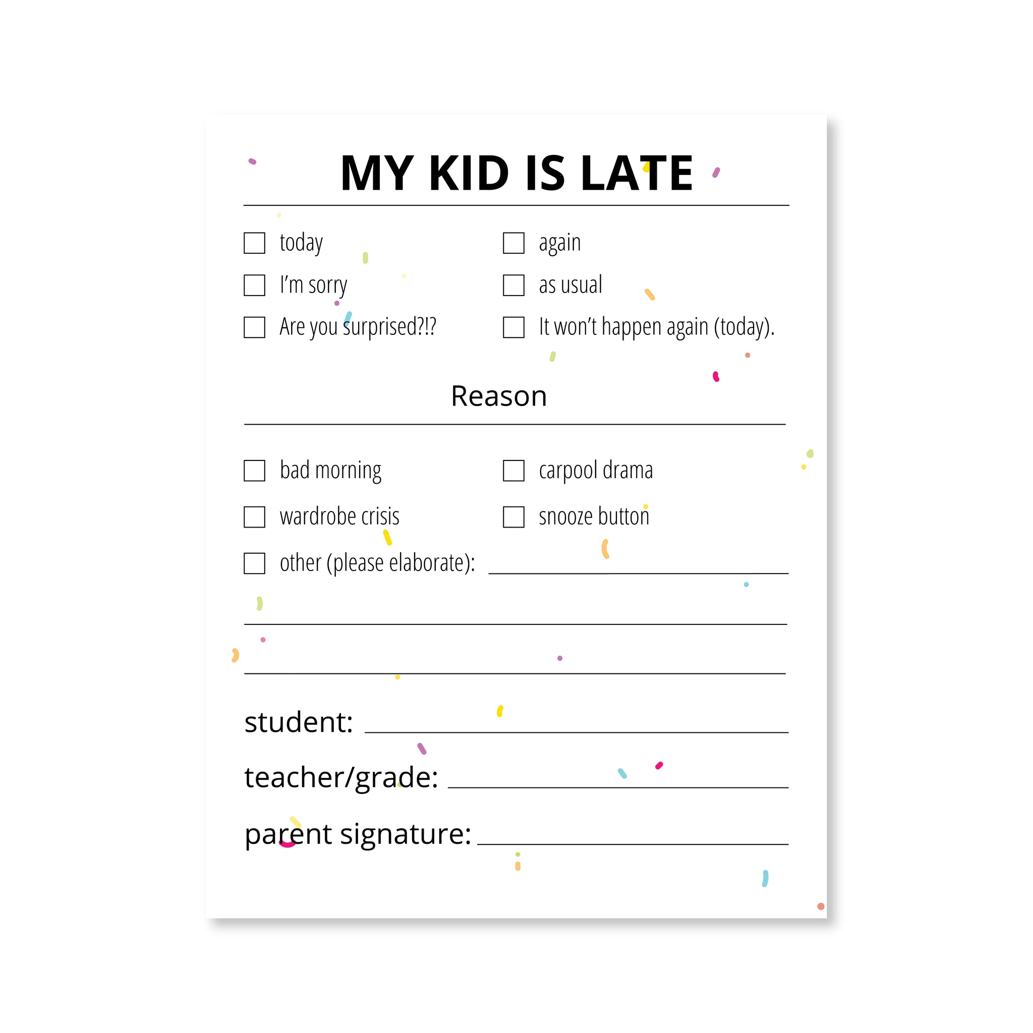 My Kid is Late Notepad