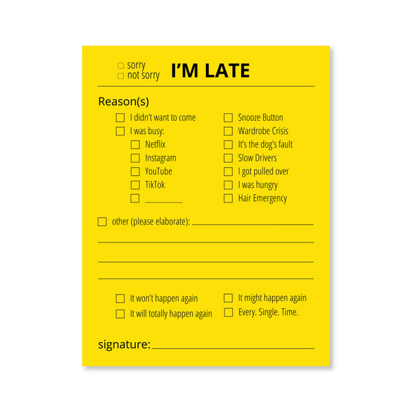 I'm Late Notepad